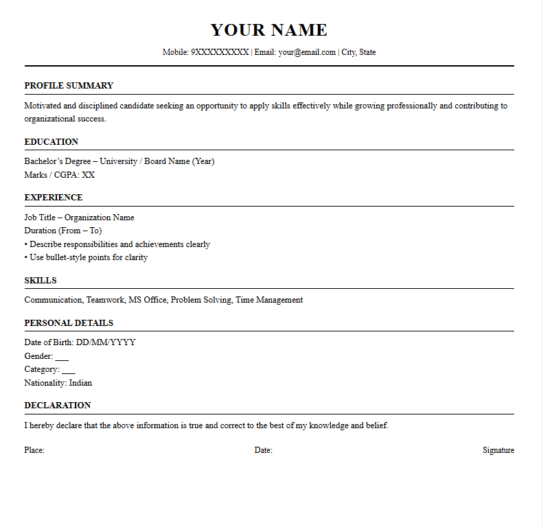 Classic Simple Resume resume template
