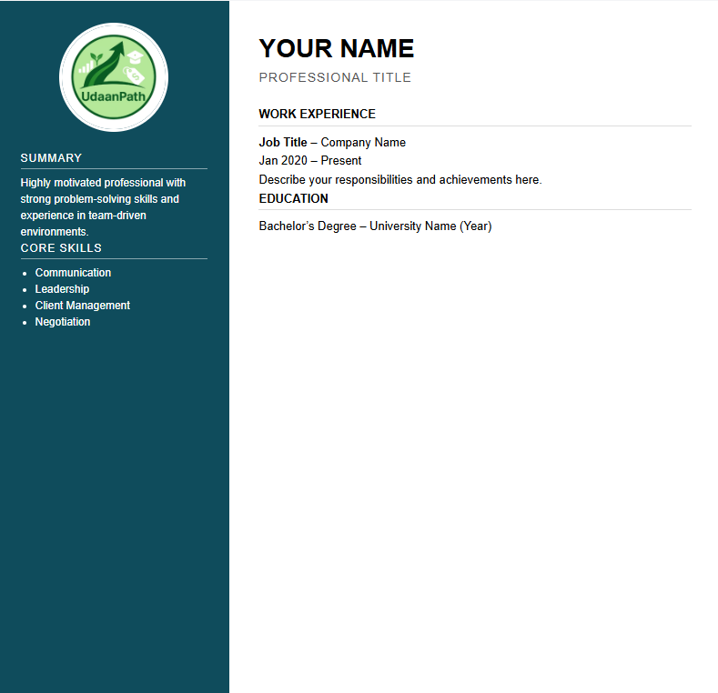 Creative Sidebar Resume resume template
